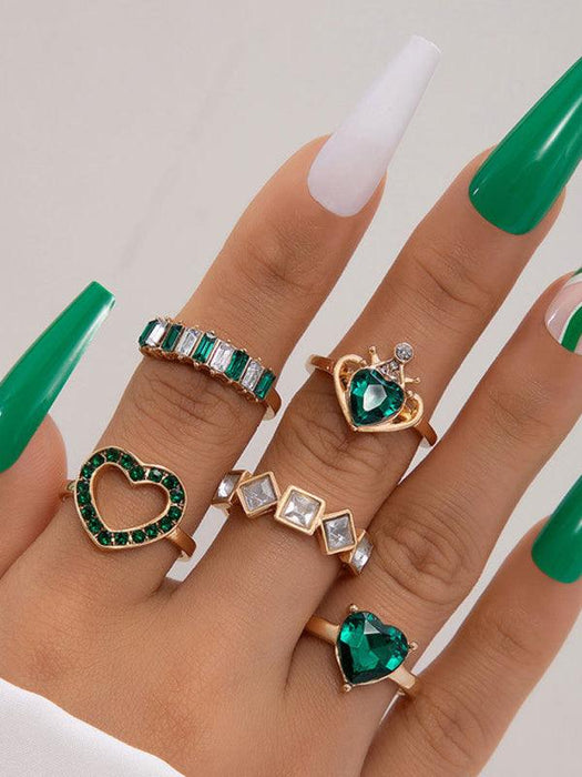 Heart Diamond Palm Ring Set with Retro Flair and Personalized Touch