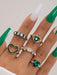 Heart Diamond Love Palm Ring Set with Retro Personality and Vibrant Colours