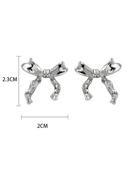 Elegant 925 Sterling Silver Bow Stud Earrings - Stylish Feminine Accent