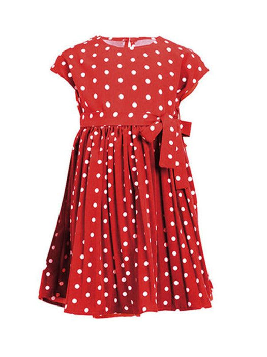 Polka Dot Princess Dress with Waist Tie for Little Girls
