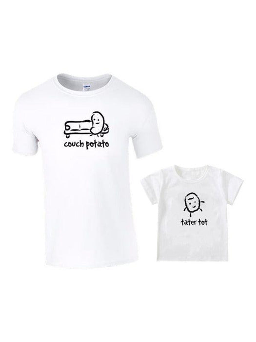 Jakoto | Men's COUCH POTATO Print Short Sleeve Round Neck T-Shirt Parent-child Wear