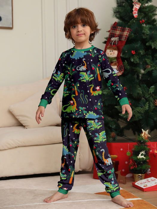 Festive Dino-Print Christmas Pajama Family Set - Spread Holiday Cheer in Style