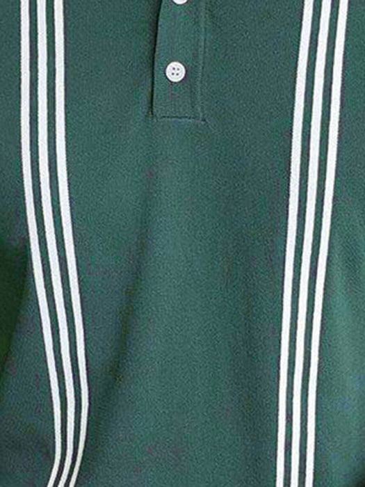 Green Striped Slim Fit Polo Shirt for Men - Stylish Seasonal Staple