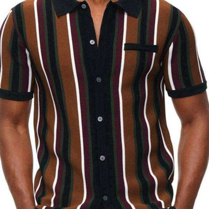 Trendy Striped Lapel Collar Shirt for Men: Essential Casual Wear for Spring-Summer