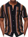Effortless Style Men's Casual Striped Shirt with Lapel Collar