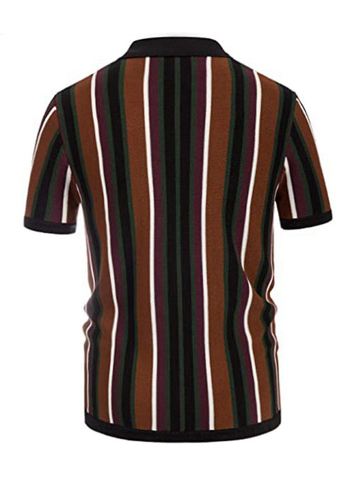 Men's Casual Striped Shirt with Lapel Collar for Effortless Style