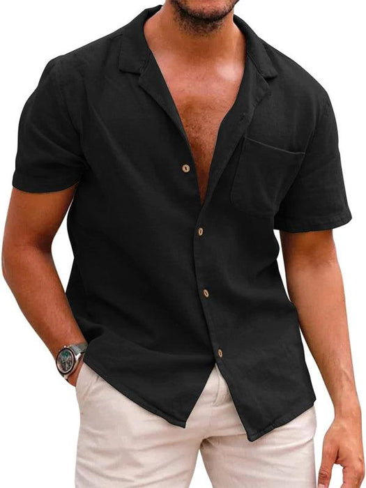 Jakoto Men's Linen Lapel Shirt with Self-Design for Casual Wear