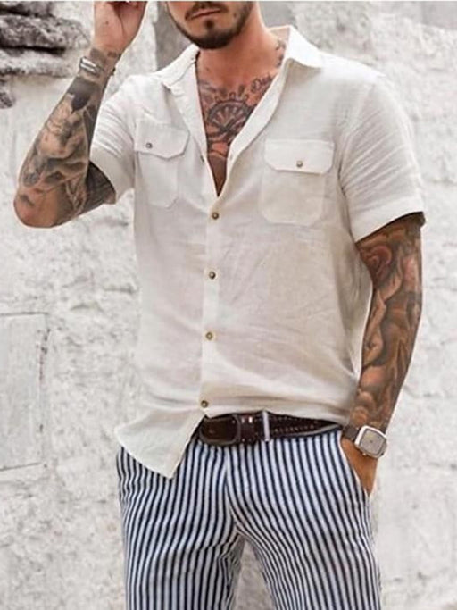 Men's Stylish Double Pocket Short Sleeve Shirt
