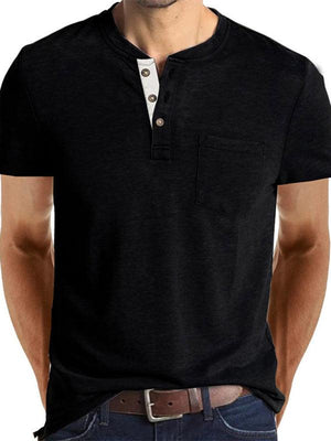 Men's solid color casual short-sleeved T-shirt-kakaclo-Black-M-Très Elite