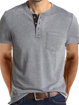 Men's solid color casual short-sleeved T-shirt-kakaclo-Grey-M-Très Elite