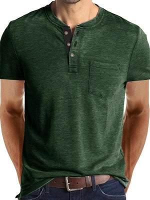 Men's solid color casual short-sleeved T-shirt-kakaclo-Green-M-Très Elite