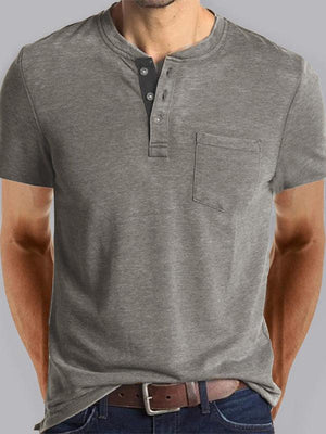 Men's solid color casual short-sleeved T-shirt-kakaclo-Khaki-M-Très Elite
