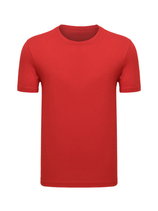 Men's Pure Cotton Short-Sleeved T-Shirt with Loose Fit and Solid Color