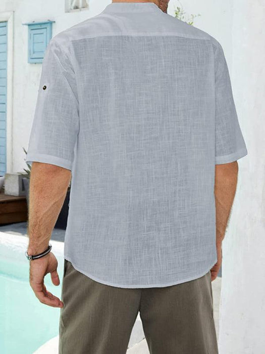 Jakoto Men's Casual Linen Shirt with Half Sleeves
