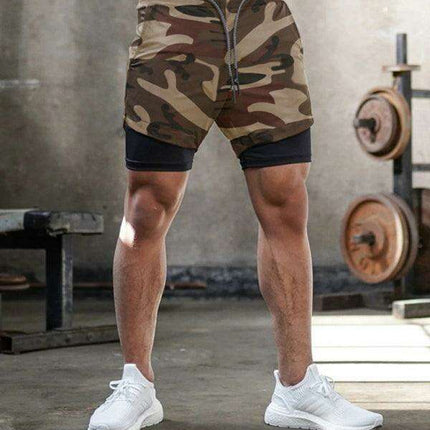 Men's Camo Fitness Shorts with Adjustable Fit