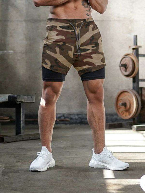 Men's Camo Fitness Shorts with Adjustable Fit