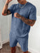 Men's Plaid Print T-shirt & Shorts Set-Clothing, Shoes & Accessories›Men›Clothing›Activewear›Sets-kakaclo-Navy Blue-S-Très Elite