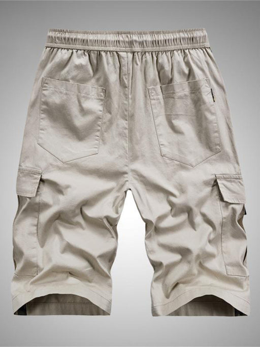 Elastic Waist Camouflage Cargo Shorts for Men with Drawstring and Pockets
