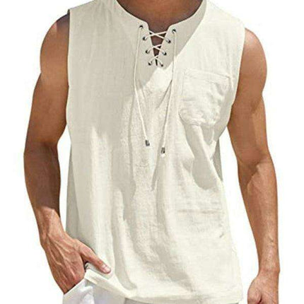Lace-Up Sleeveless Athletic Tank Top - Stylish Casual Essential for Men