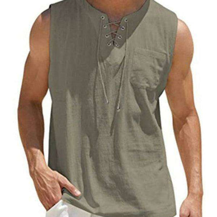 Lace-Up Sleeveless Athletic Tank Top - Stylish Casual Essential for Men