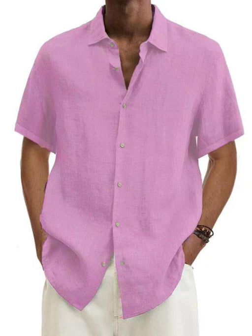 Classic Men's Cotton-Poly Blend Casual Shirt with Short Sleeves