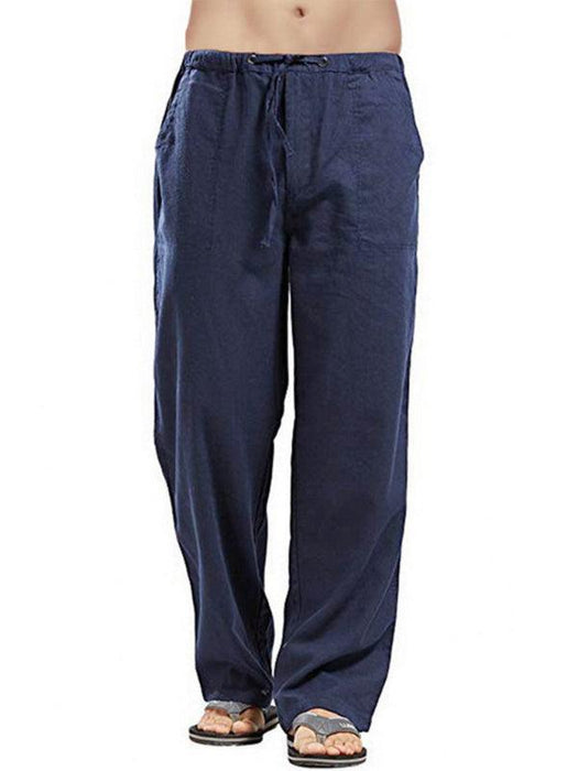 Men's Summer Casual Lightweight Linen Drawstring Pants