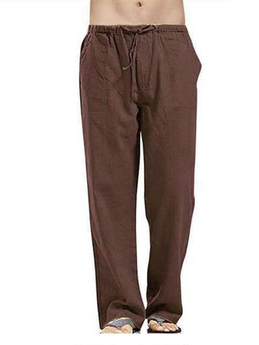 Men's Summer Casual Lightweight Linen Drawstring Pants