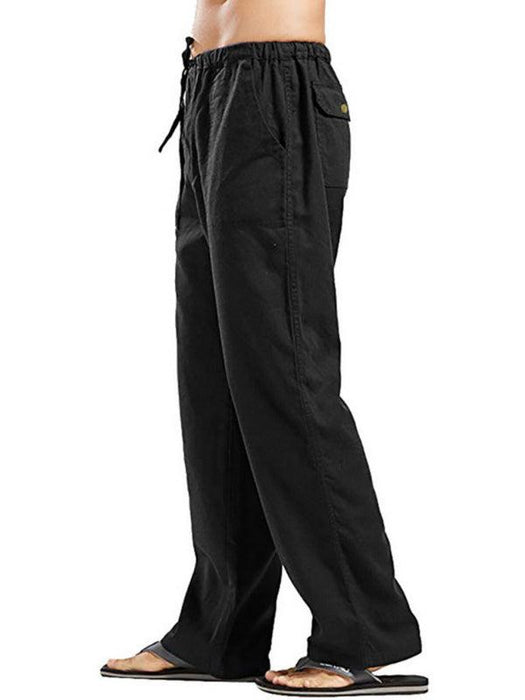 Men's Summer Casual Lightweight Linen Drawstring Pants