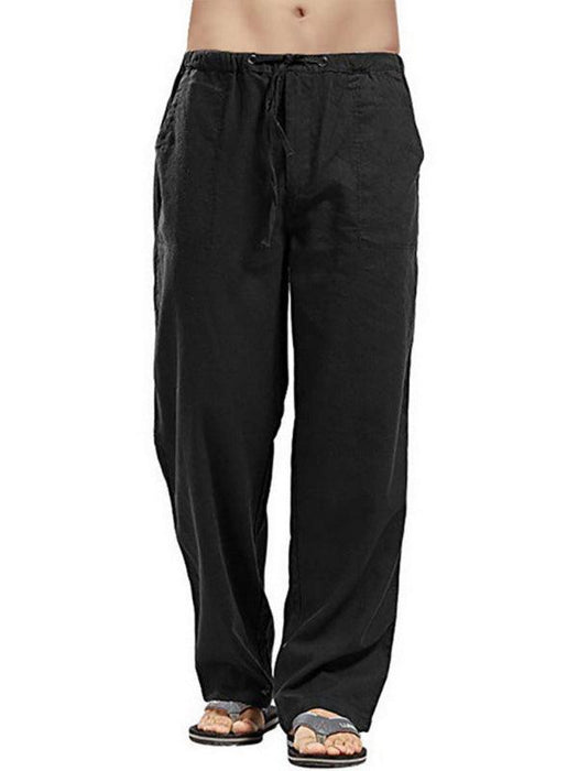 Men's Summer Casual Lightweight Linen Drawstring Pants