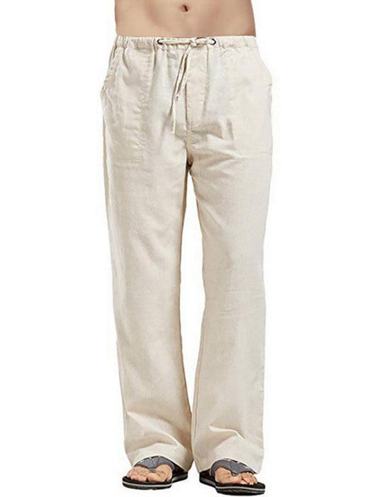 Men's Summer Casual Lightweight Linen Drawstring Pants