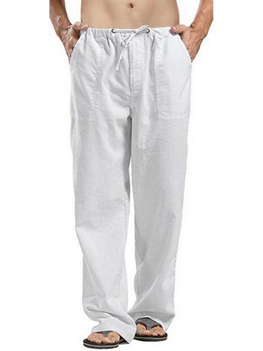 Men's Summer Casual Lightweight Linen Drawstring Pants