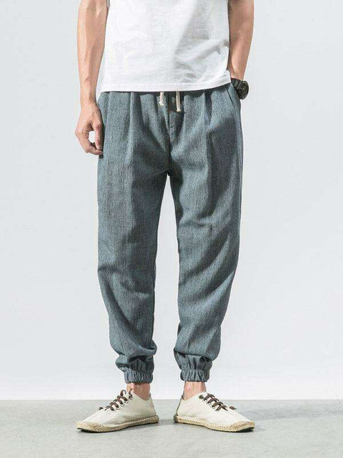 Lightweight Casual Linen Trousers for Men - Comfortable Relaxed Fit Pants