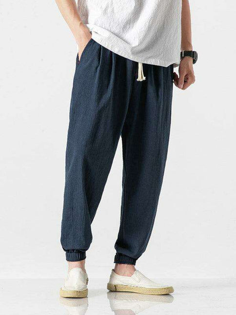 Lightweight Casual Linen Trousers for Men - Comfortable Relaxed Fit Pants