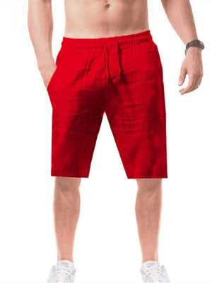 Summer Large Size Loose Linen Breathable Cropped Pants Men's Sports Casual Pants-kakaclo-Red-S-Très Elite