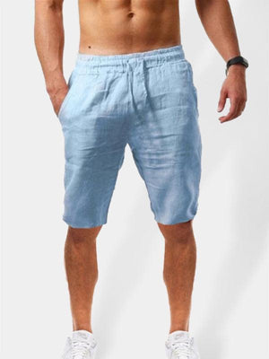 Summer Large Size Loose Linen Breathable Cropped Pants Men's Sports Casual Pants-kakaclo-Sky blue azure-S-Très Elite