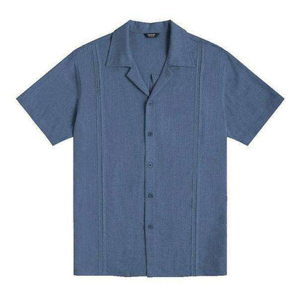 Summer Breeze Men's Striped Cotton-Linen Casual Button-Up Shirt for Effortless Style