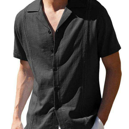 Summer Breeze Men's Striped Cotton-Linen Casual Button-Up Shirt for Effortless Style