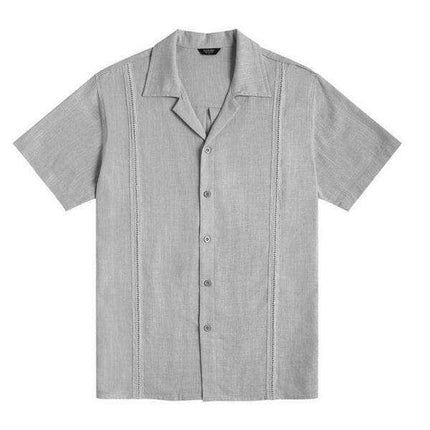 Summer Breeze Men's Striped Cotton-Linen Casual Button-Up Shirt for Effortless Style