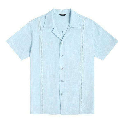 Summer Breeze Men's Striped Cotton-Linen Casual Button-Up Shirt for Effortless Style