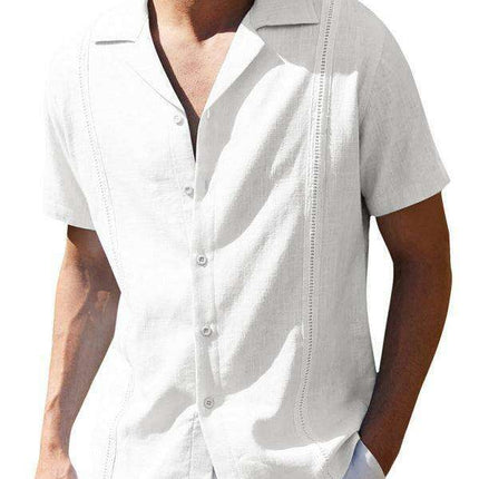 Summer Breeze Men's Striped Cotton-Linen Casual Button-Up Shirt for Effortless Style