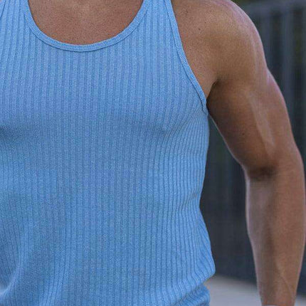 Stylish Vertical Stripes Men's Fitness Racerback Tank Top for Active Lifestyles