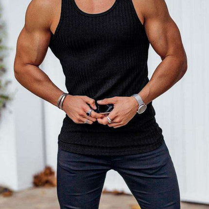 Stylish Vertical Stripes Men's Fitness Racerback Tank Top for Active Lifestyles