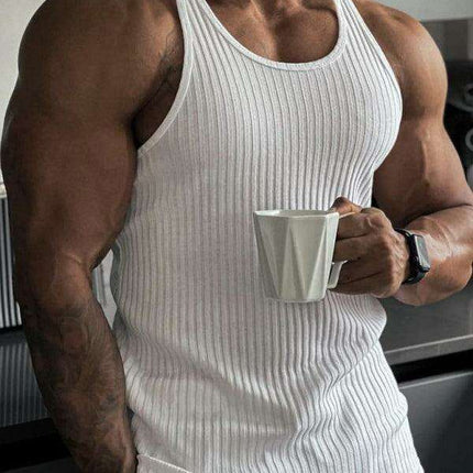 Stylish Vertical Stripes Men's Fitness Racerback Tank Top for Active Lifestyles