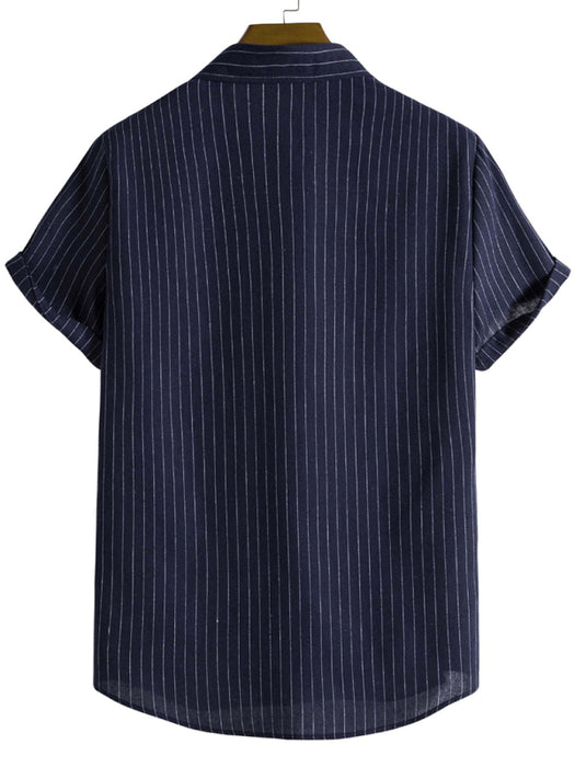 Casual Striped Short Sleeve Men's Fashion Top with Dropped Shoulder Design