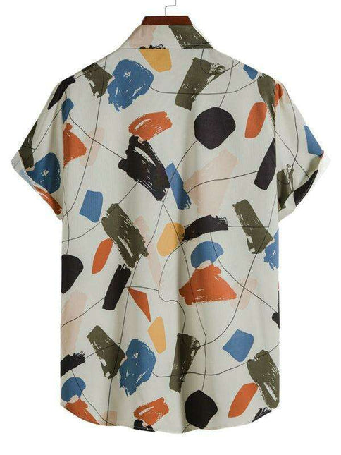 Edgy Urban Slim Fit Cotton Shirt with Striking White Graffiti Print - A Fashion Forward Choice