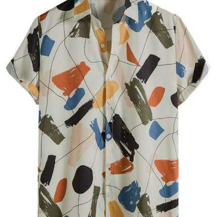 Edgy Urban Slim Fit Cotton Shirt with Striking White Graffiti Print - A Fashion Forward Choice