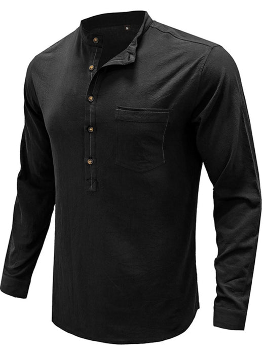Sophisticated Men's Lightweight Linen and Cotton Shirt with Relaxed Dropped Shoulder Sleeves
