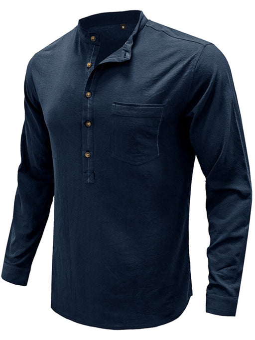 Sophisticated Men's Linen and Cotton Shirt with Dropped Shoulder Sleeves