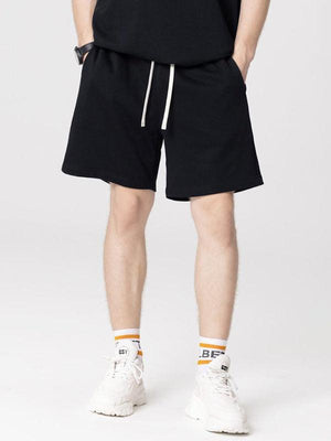 Men's solid color loose casual sports shorts-kakaclo-Black-S-Très Elite