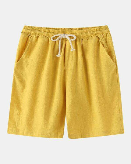 Men's Casual Cotton-Linen Blend Shorts in Korean Style